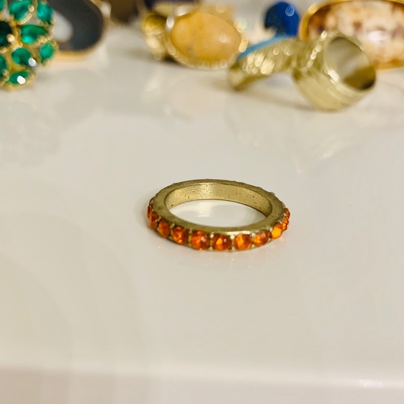 Jewelry - Orange gems encrusted in antiqued gold metal